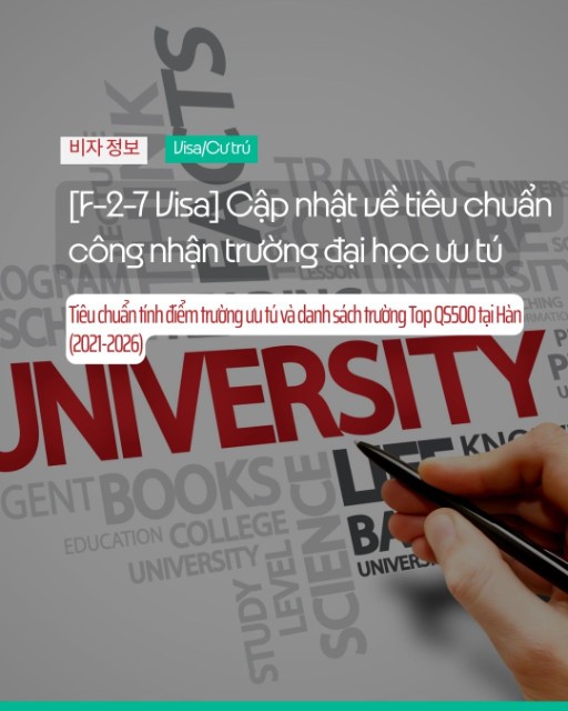[F-2-7 Visa] Cập nhật mới về tiêu chuẩn công nhận trường đại học ưu tú (Top QS 500)